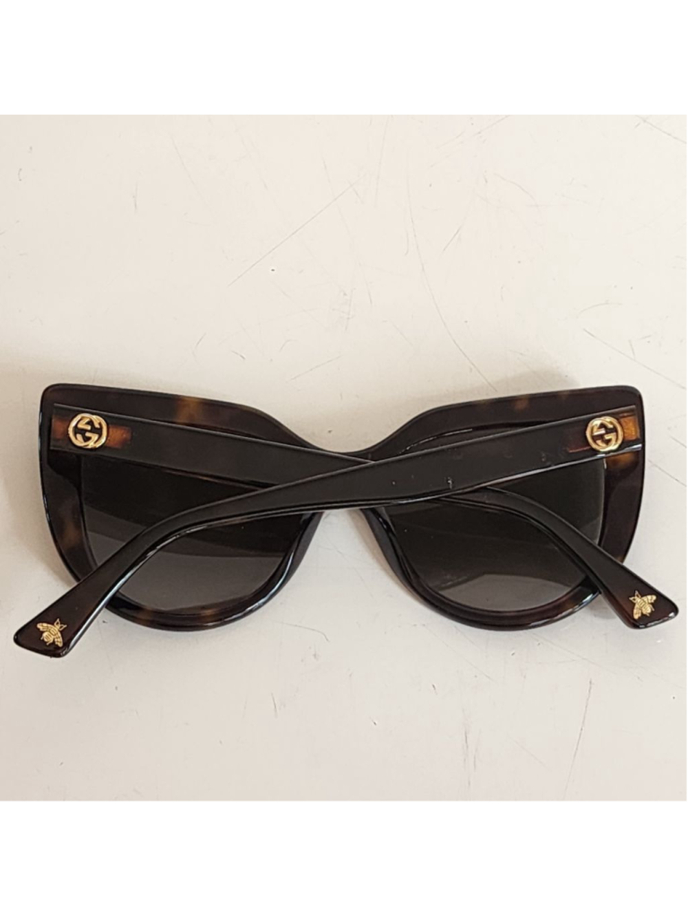 GUCCI NEW Cat Eye Havana Sunglasses in Tortoiseshell Brown Gold Accents GG0164S - Picture 8 of 11